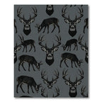 Majestic Black Deer Heads Wildlife Repeat Rug