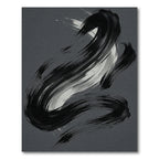 Bold Black Swirl Ink Brushstroke Rug