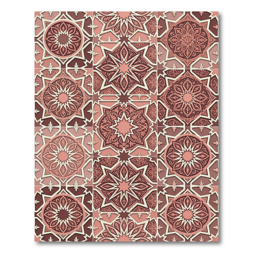 Rose Gold Ornate Geometric Mandala Rug
