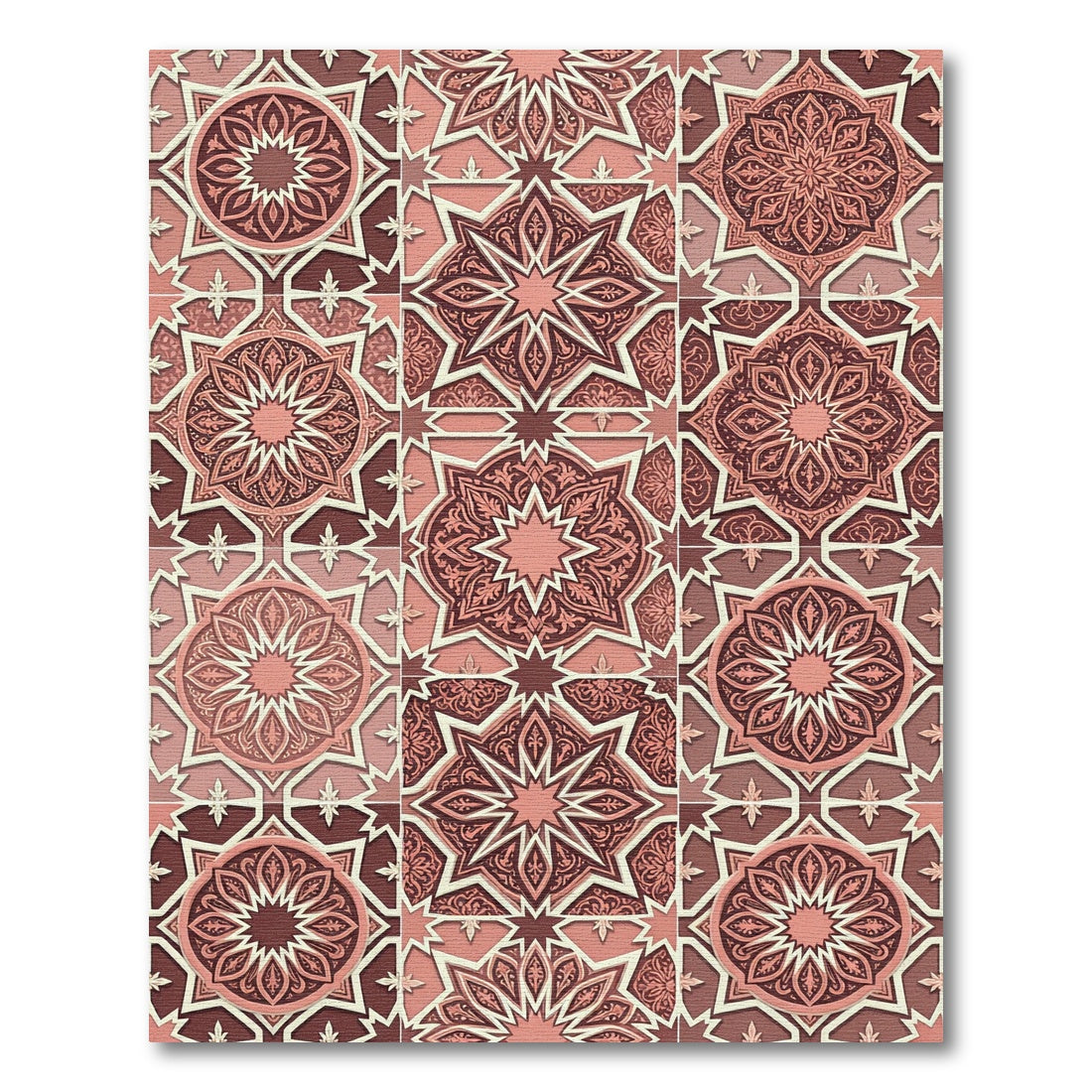 Rose Gold Ornate Geometric Mandala Rug