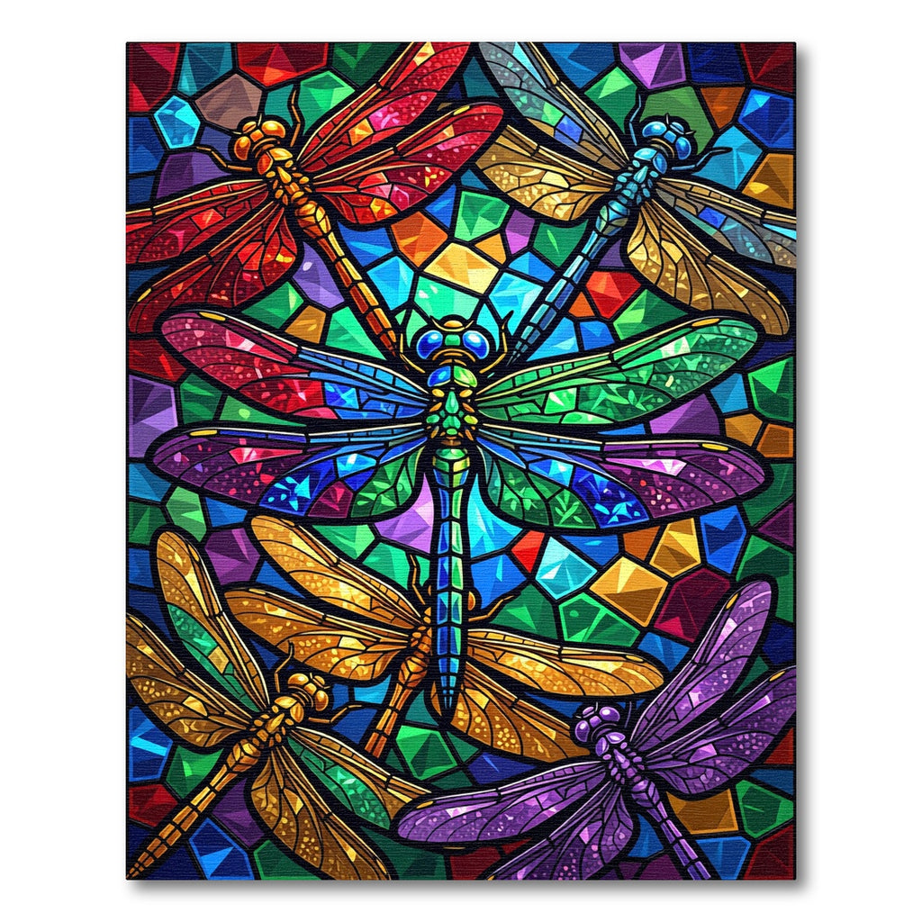 Stained Glass Dragonfly Jewel Mosaic Rug