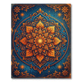 Golden Floral Mandala on Navy Blue Rug