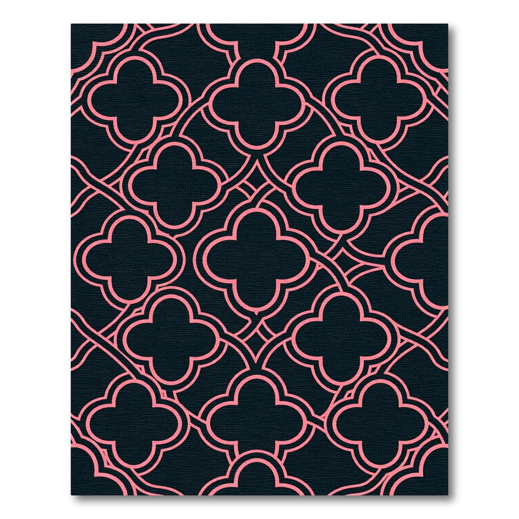 Pink Quatrefoil Geometric Navy Grid Rug