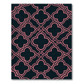 Pink Quatrefoil Geometric Navy Grid Rug