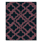 Pink Quatrefoil Geometric Navy Grid Rug