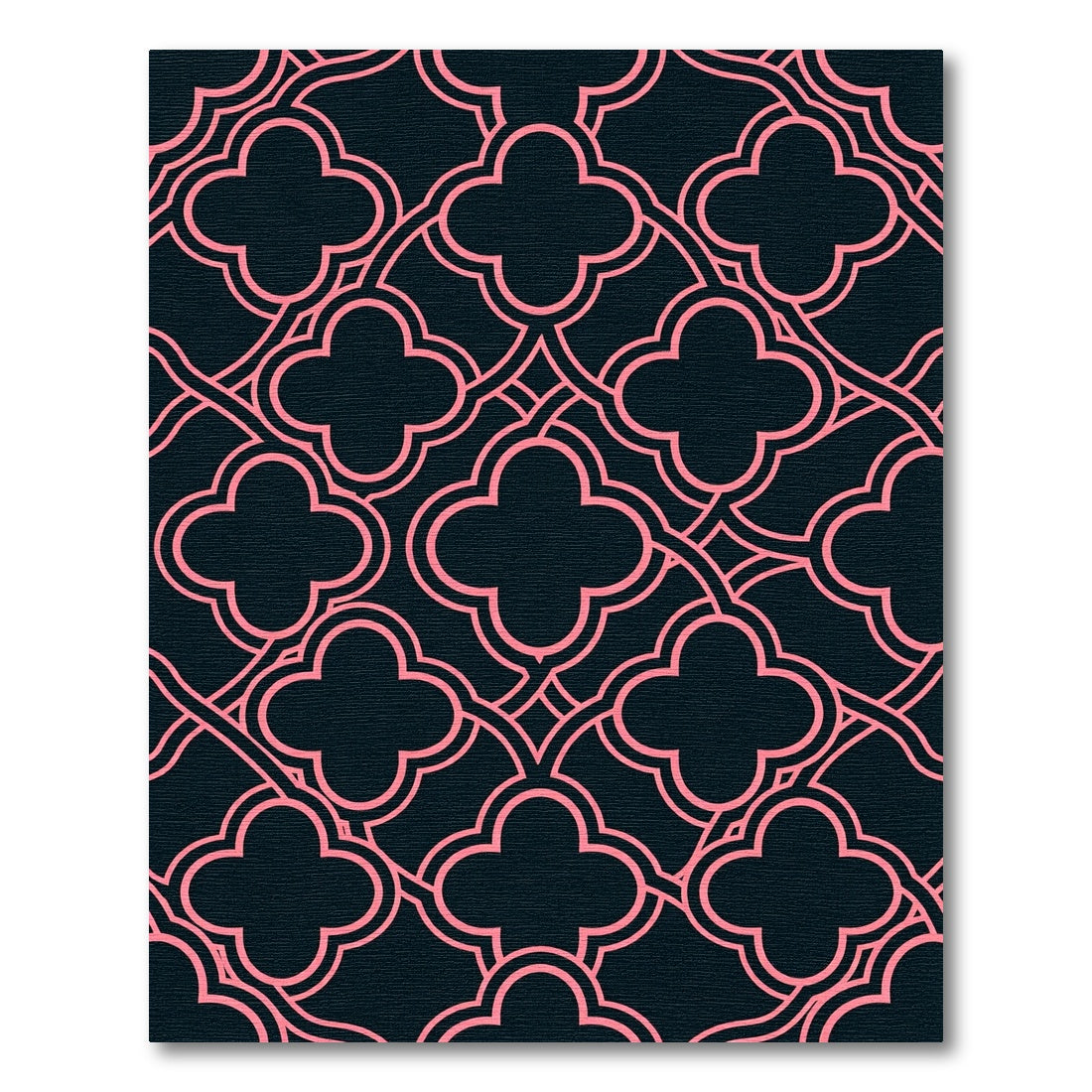 Pink Quatrefoil Geometric Navy Grid Rug