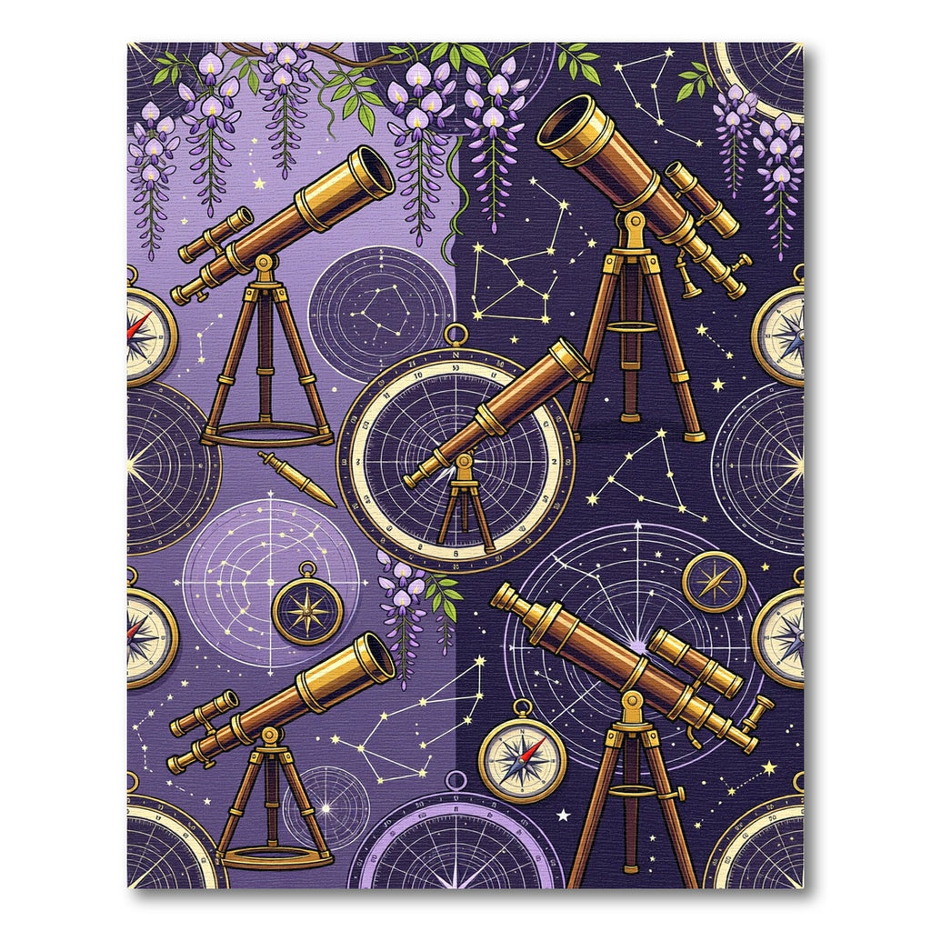 Celestial Wisteria and Telescope Astronomy Rug