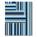 Navy Gold Blue Stripe Geometric Composition Rug