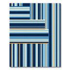Navy Gold Blue Stripe Geometric Composition Rug