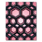 Modern Pink Geometric Hexagon Grid Rug