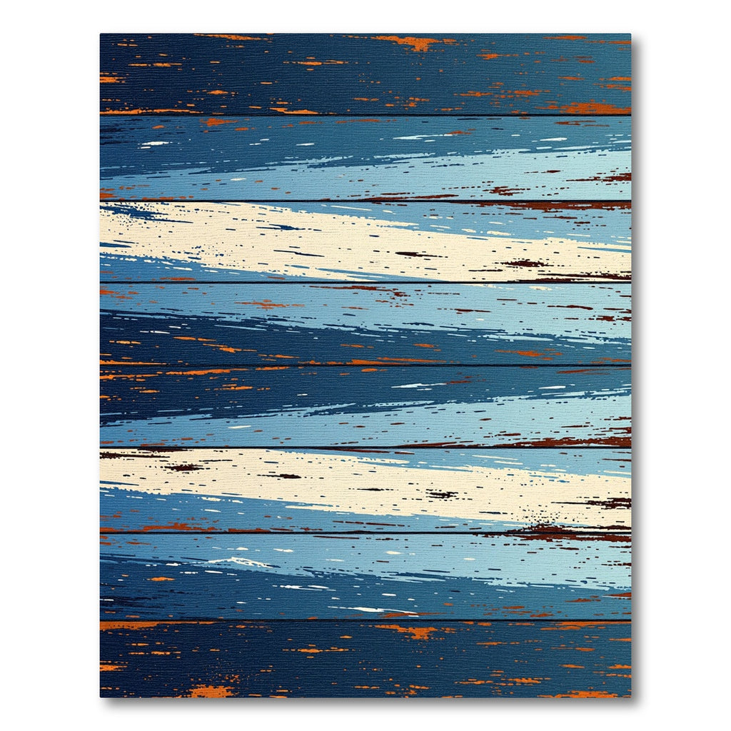 Distressed Indigo Blue Wood Grain Stripes Rug