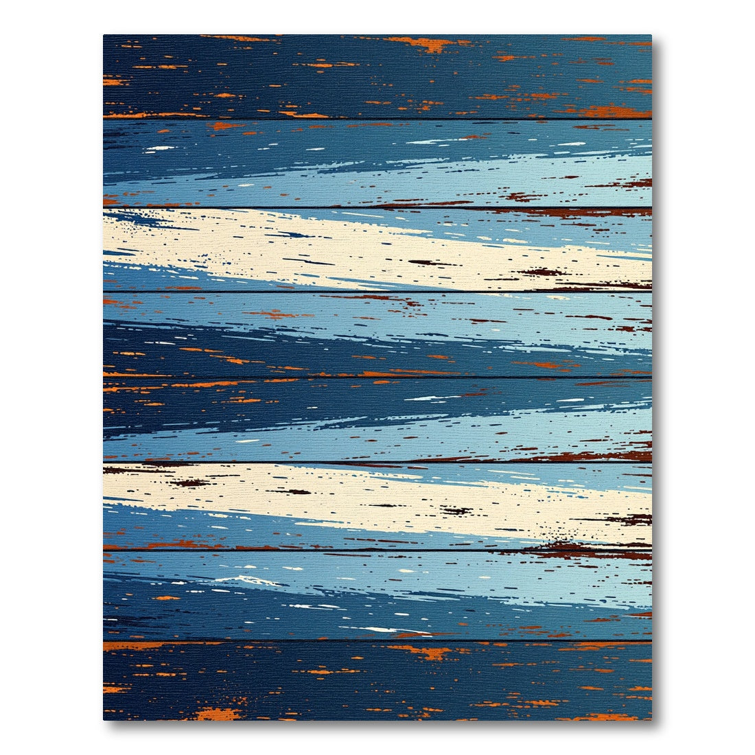 Distressed Indigo Blue Wood Grain Stripes Rug