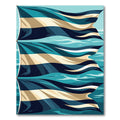 Abstract Teal and Beige Ripple Wave Rug