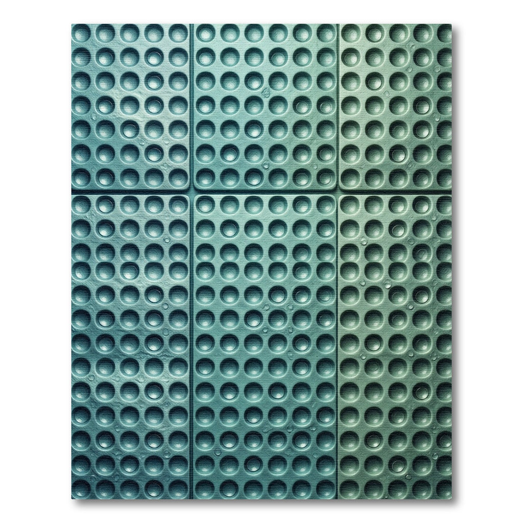 Modern Teal Circular Grid Texture Rug