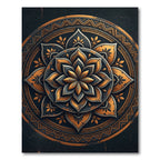 Golden Metallic Lotus Mandala Medallion Rug