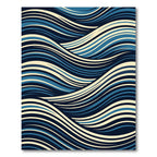 Modern Indigo Flowing Abstract Wave Rug