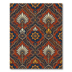 Ornate Teal Deep Botanical Medallion Rug