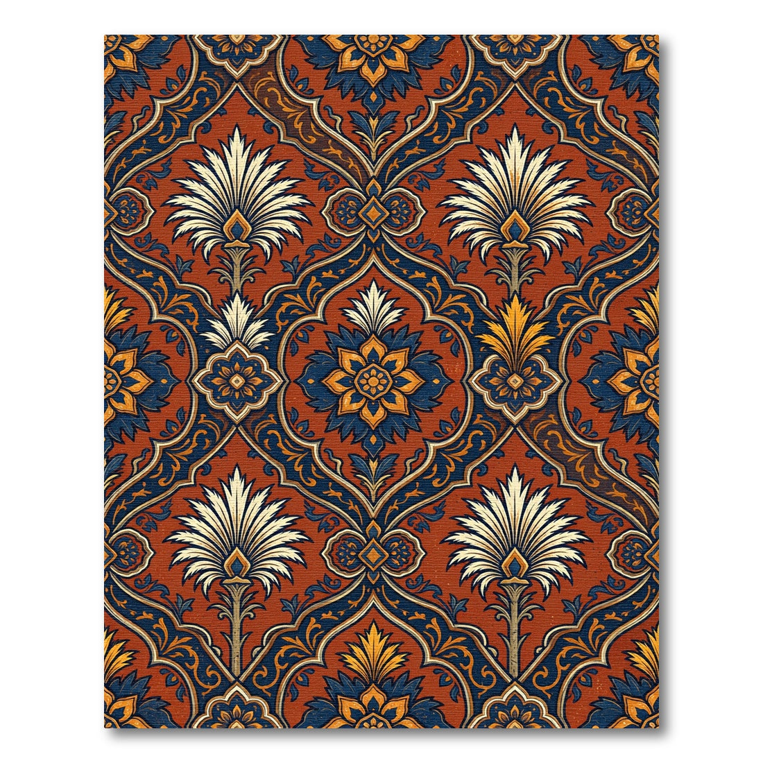 Ornate Teal Deep Botanical Medallion Rug