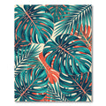 Tropical Teal and Coral Monstera Leaf Rug