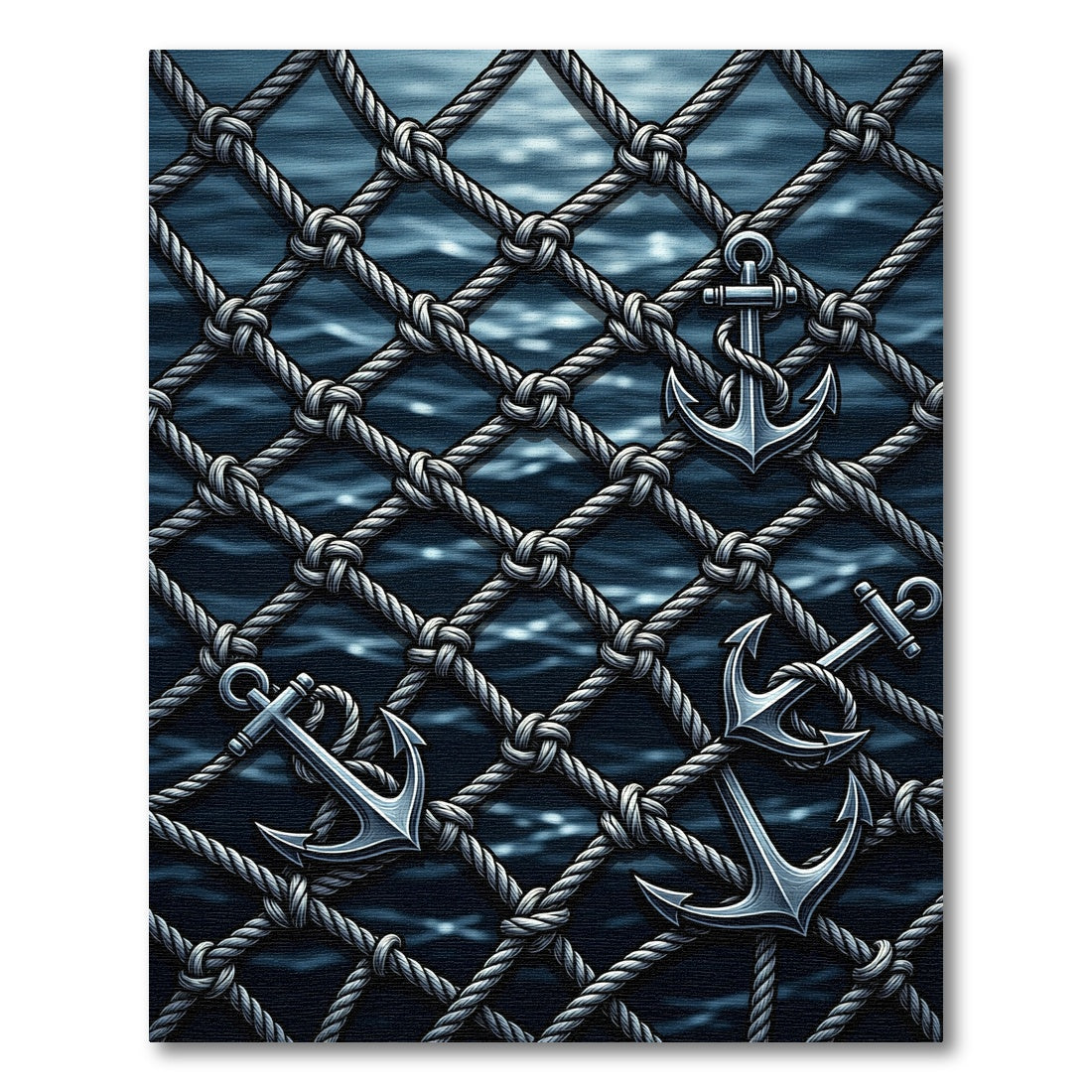 Nautical Anchor Rope Net Ocean Rug