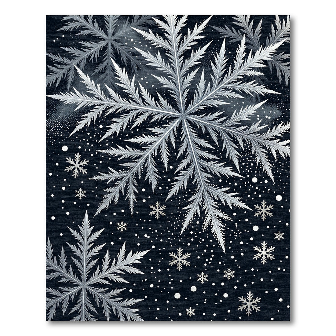 Ethereal Silver Snowflake Winter Sky Rug