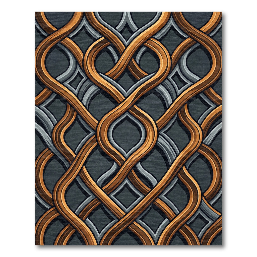 Intertwined Golden Bronze Silver Swirl Rug