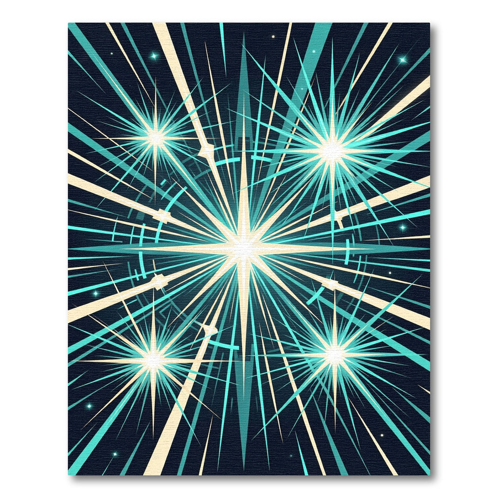 Radiant Teal Starburst Geometric Art Rug