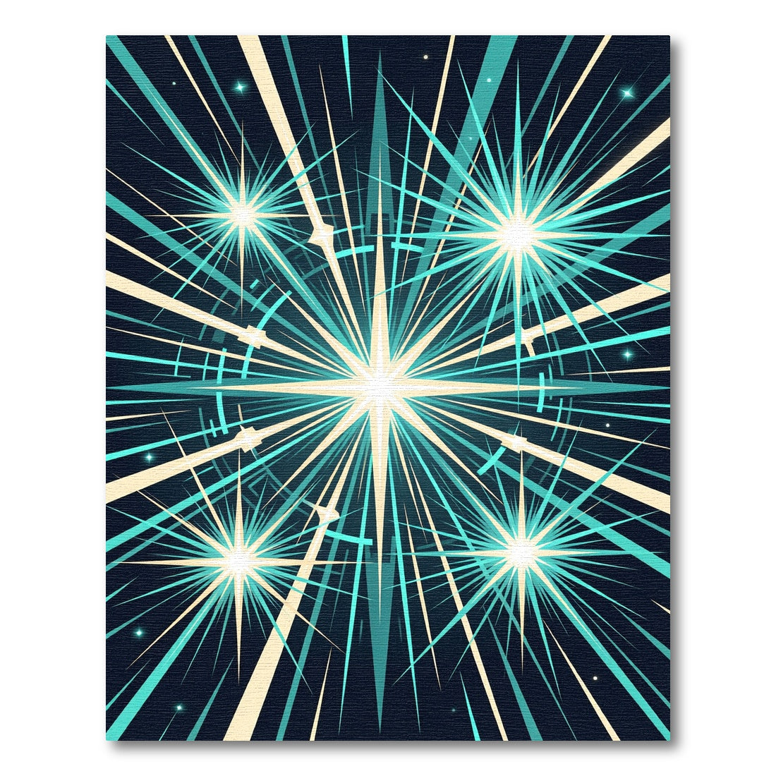 Radiant Teal Starburst Geometric Art Rug