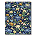 Chinoiserie Navy Lotus Chrysanthemum Floral Rug