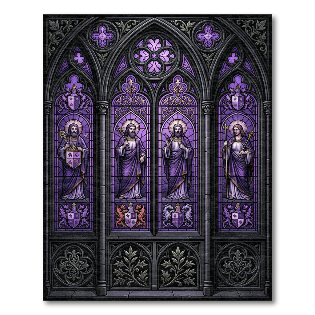 Gothic Arch Stained Glass Violet Tapestry Rug