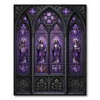 Gothic Arch Stained Glass Violet Tapestry Rug