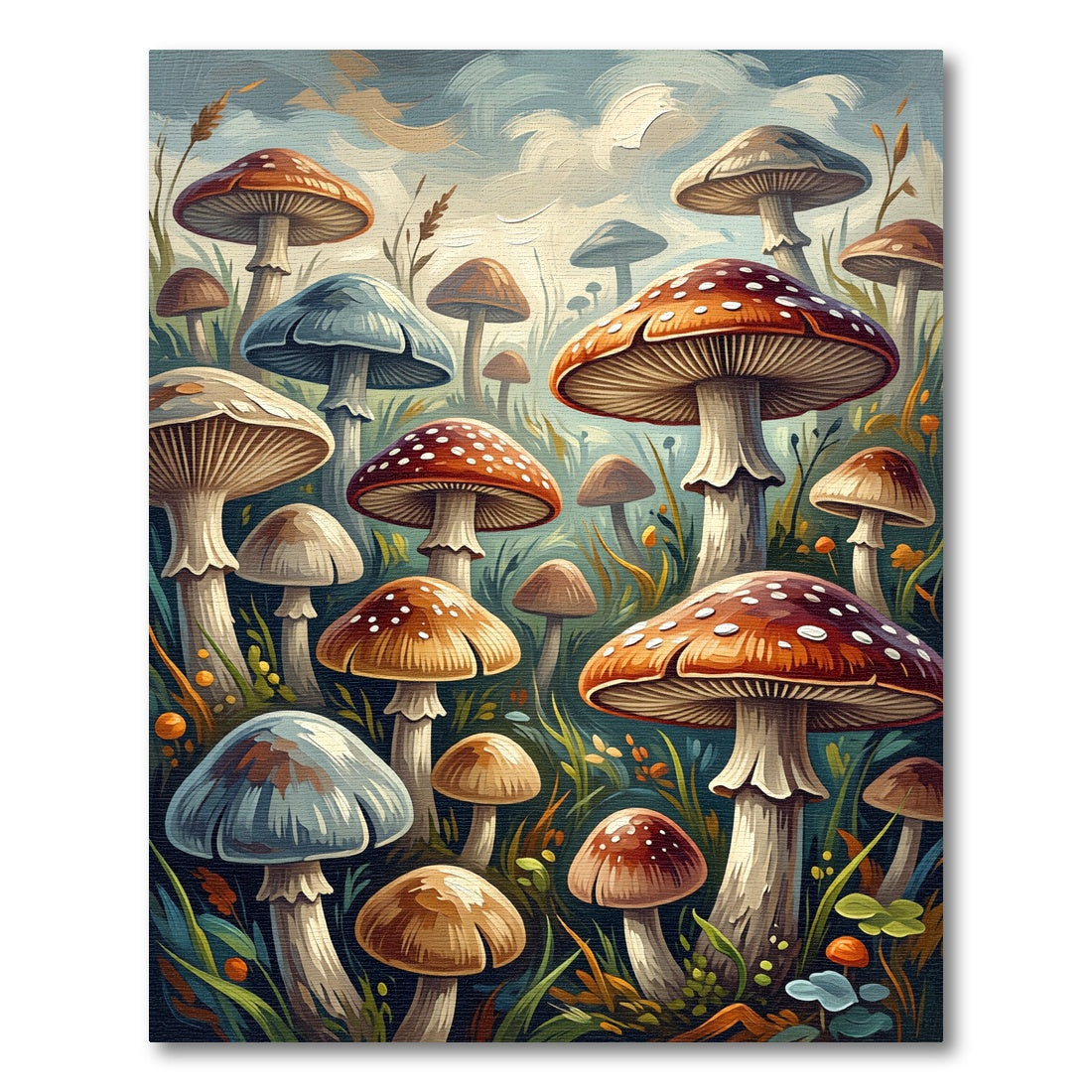 Enchanted Forest Mushroom Woodland Landscape Rug