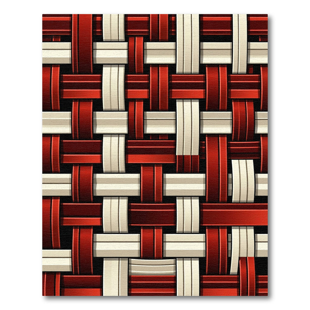 Crimson Cream Woven Geometric Ribbon Rug