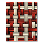 Crimson Cream Woven Geometric Ribbon Rug