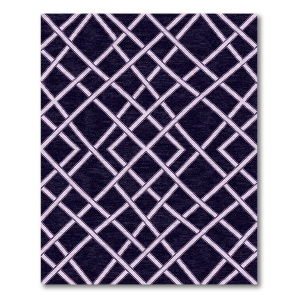 Sophisticated Dark Purple Geometric Lattice Rug