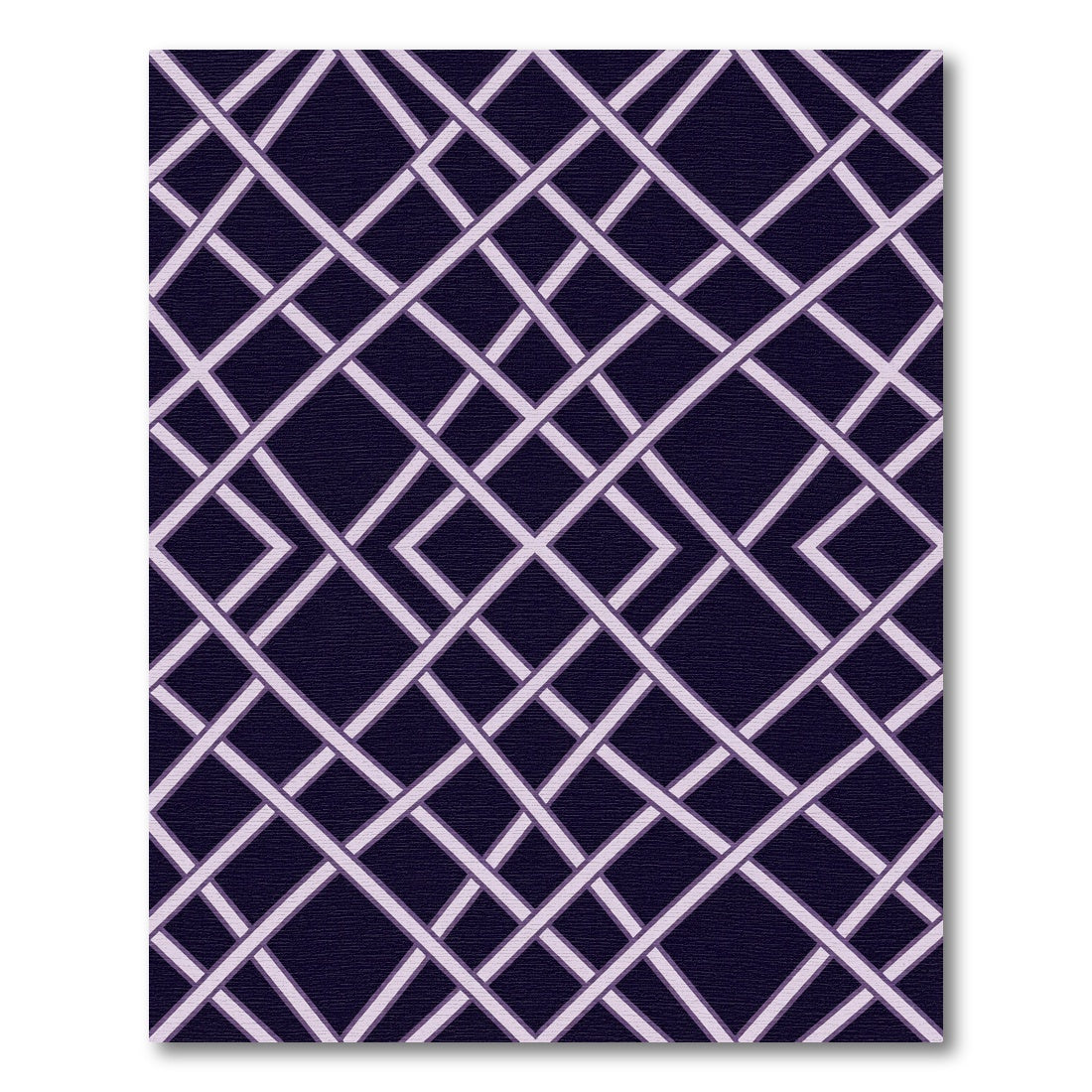 Sophisticated Dark Purple Geometric Lattice Rug
