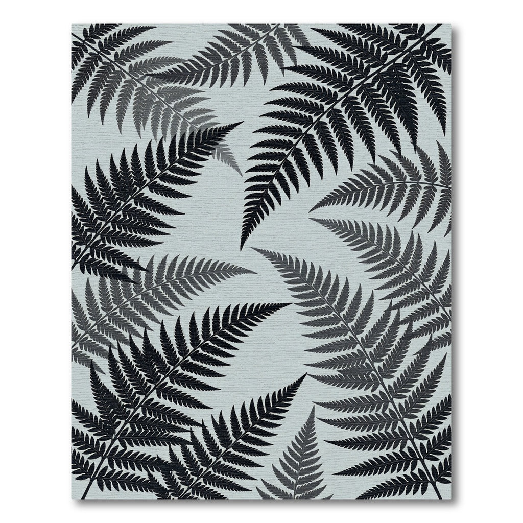 Dark Fern Leaves Scatter Gray Rug