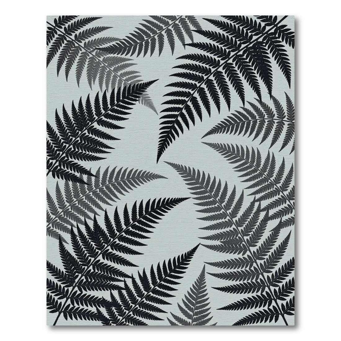Dark Fern Leaves Scatter Gray Rug