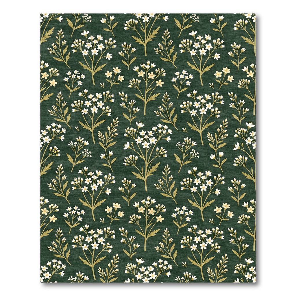 Dark Forest Green Botanical Meadow Rug