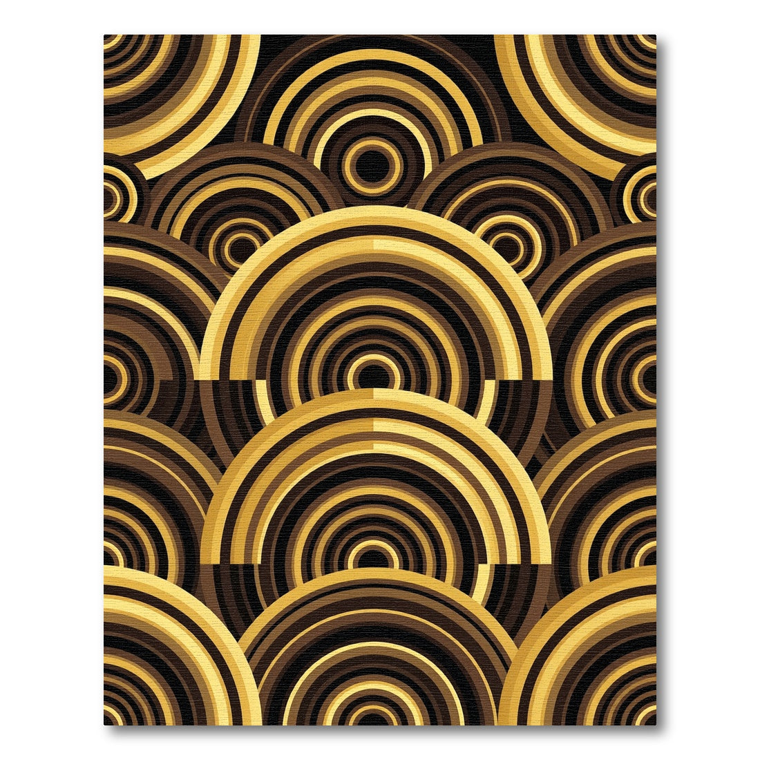Rich Gold Brown Concentric Arcs Rug