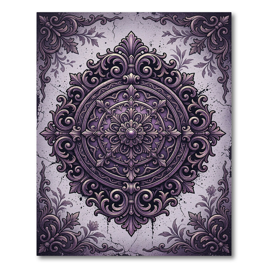 Ornate Purple Filigree Mandala Rug