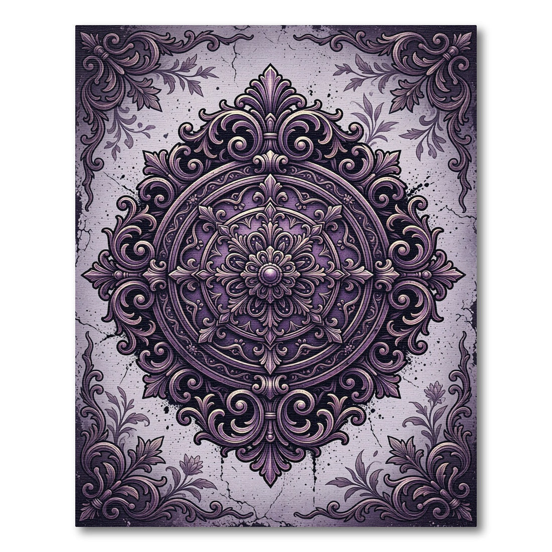 Ornate Purple Filigree Mandala Rug