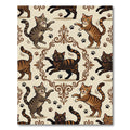 Playful Feline Victorian Damask Illustration Rug