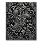 Ornate Silver Paisley Floral Swirls Rug