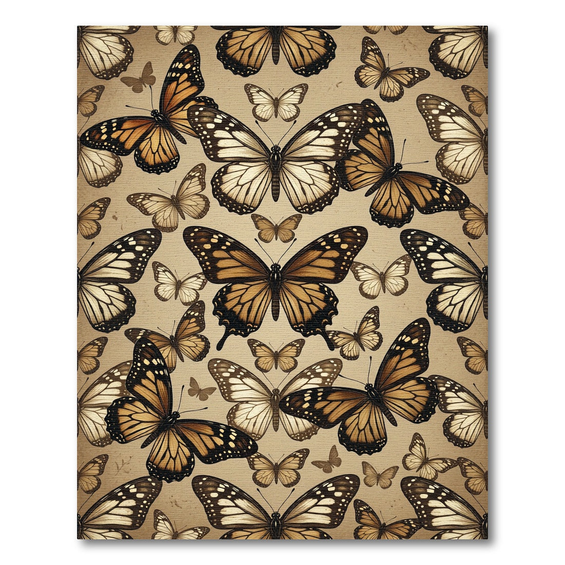 Sepia Tone Botanical Butterfly Collage Rug
