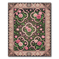Elegant Rose Garden Framed Floral Tapestry Rug