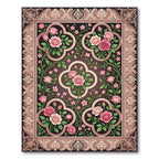 Elegant Rose Garden Framed Floral Tapestry Rug