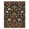 Elegant Black and Gold Lotus Floral Rug