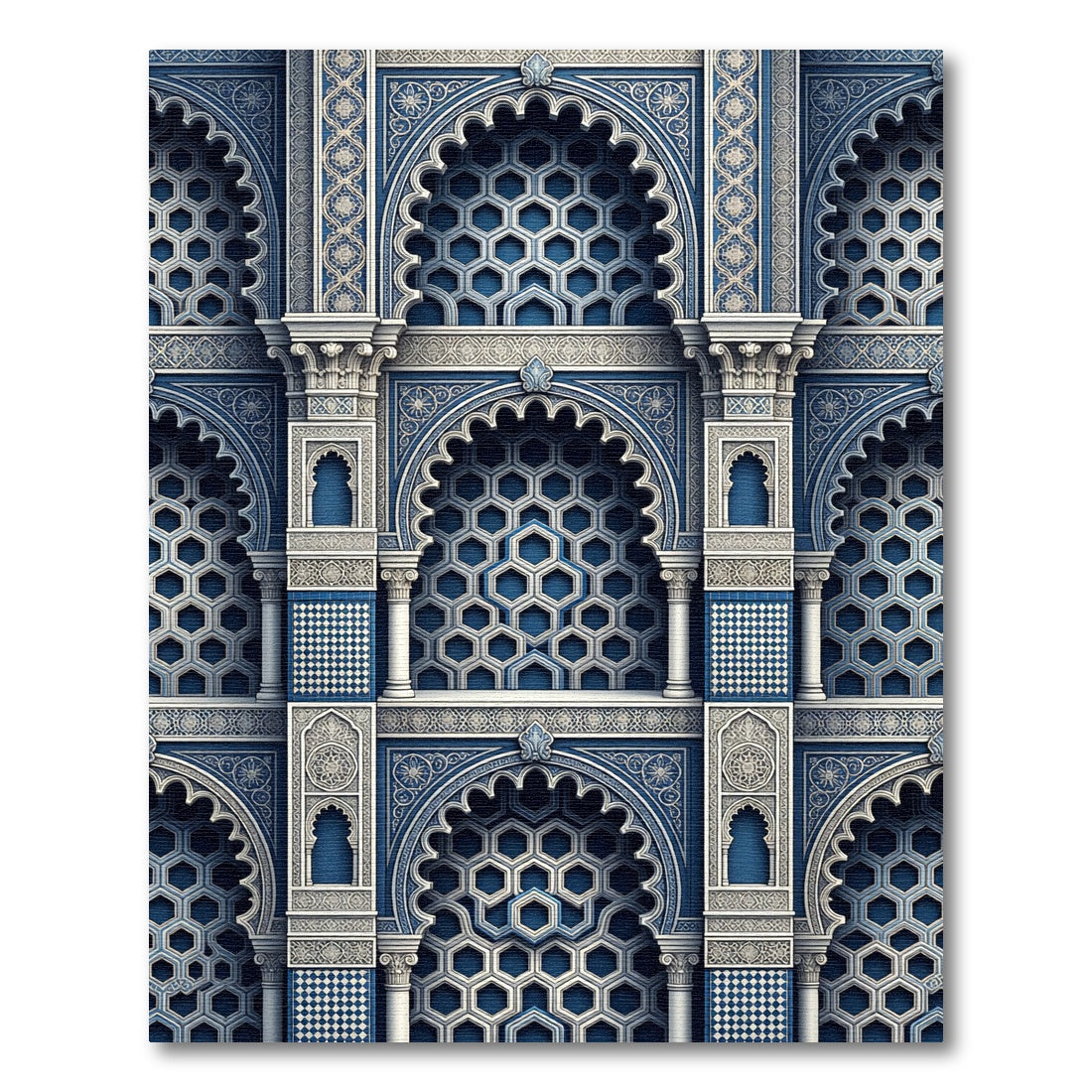 Royal Blue Geometric Archway Court Rug