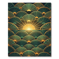 Art Deco Emerald Fan Sunburst Rug